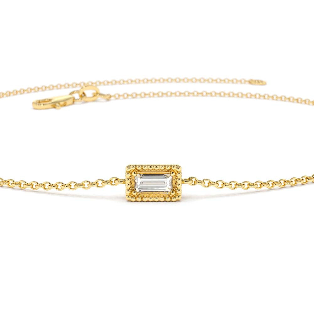 Dainty Baguette Diamond Bracelet in 14K Gold — view 4
