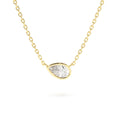 Horizontal Pear Shape Diamond Solitaire Necklace in 14K Gold — view 1