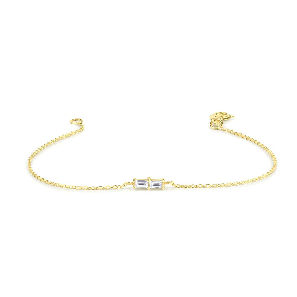 Double Baguette Diamond Bracelet in 14K Gold — view 1