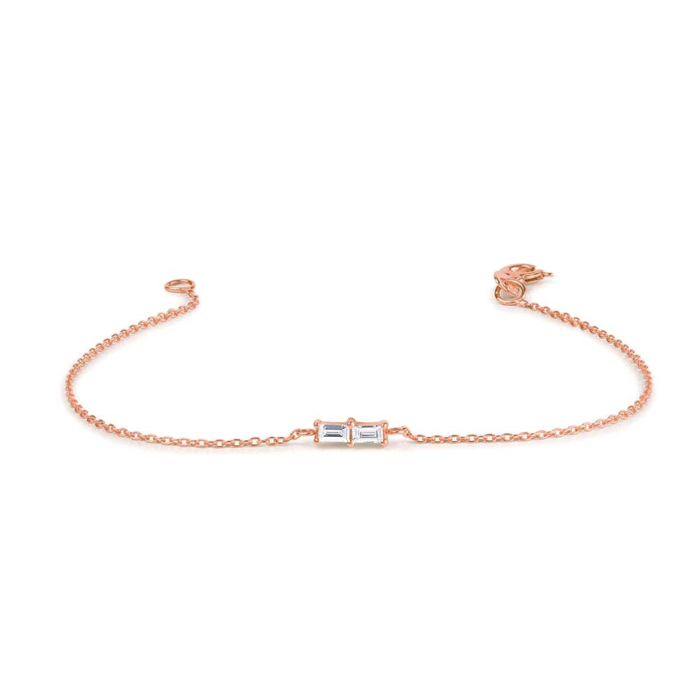 Double Baguette Diamond Bracelet in 14K Gold — view 3