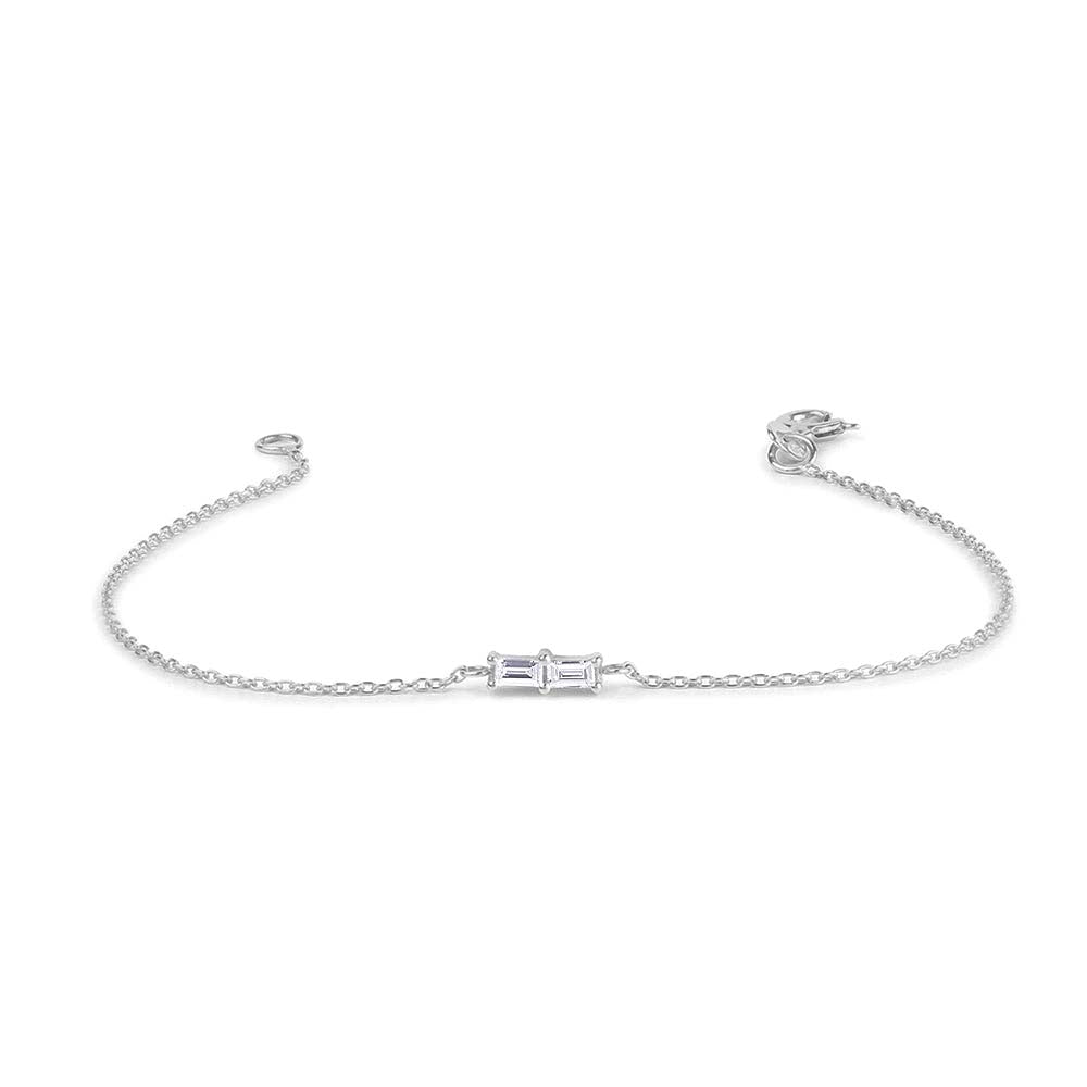 Double Baguette Diamond Bracelet in 14K Gold — view 2