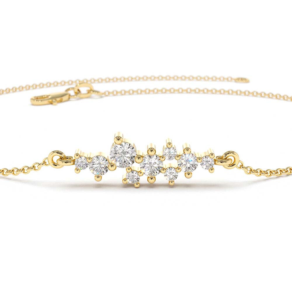 Diamond Cluster Bracelet in 14K Gold — view 3