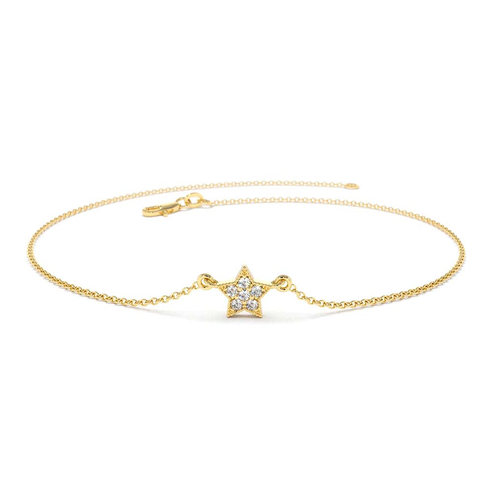 Diamond Star Charm Bracelet in 14K Gold — view 1
