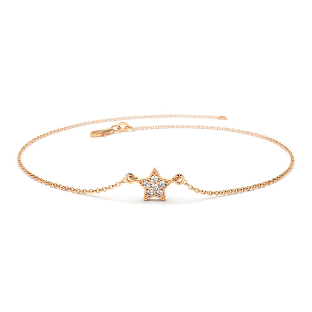 Diamond Star Charm Bracelet in 14K Gold — view 5