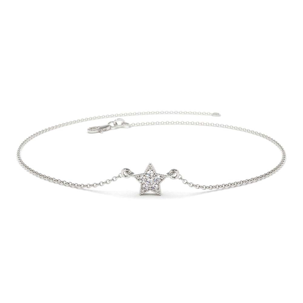 Diamond Star Charm Bracelet in 14K Gold — view 4