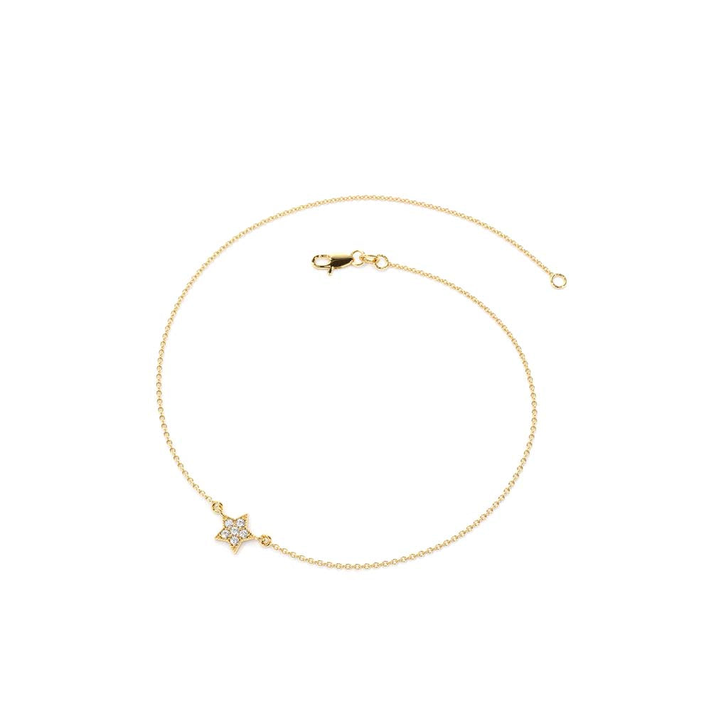 Diamond Star Charm Bracelet in 14K Gold — view 2