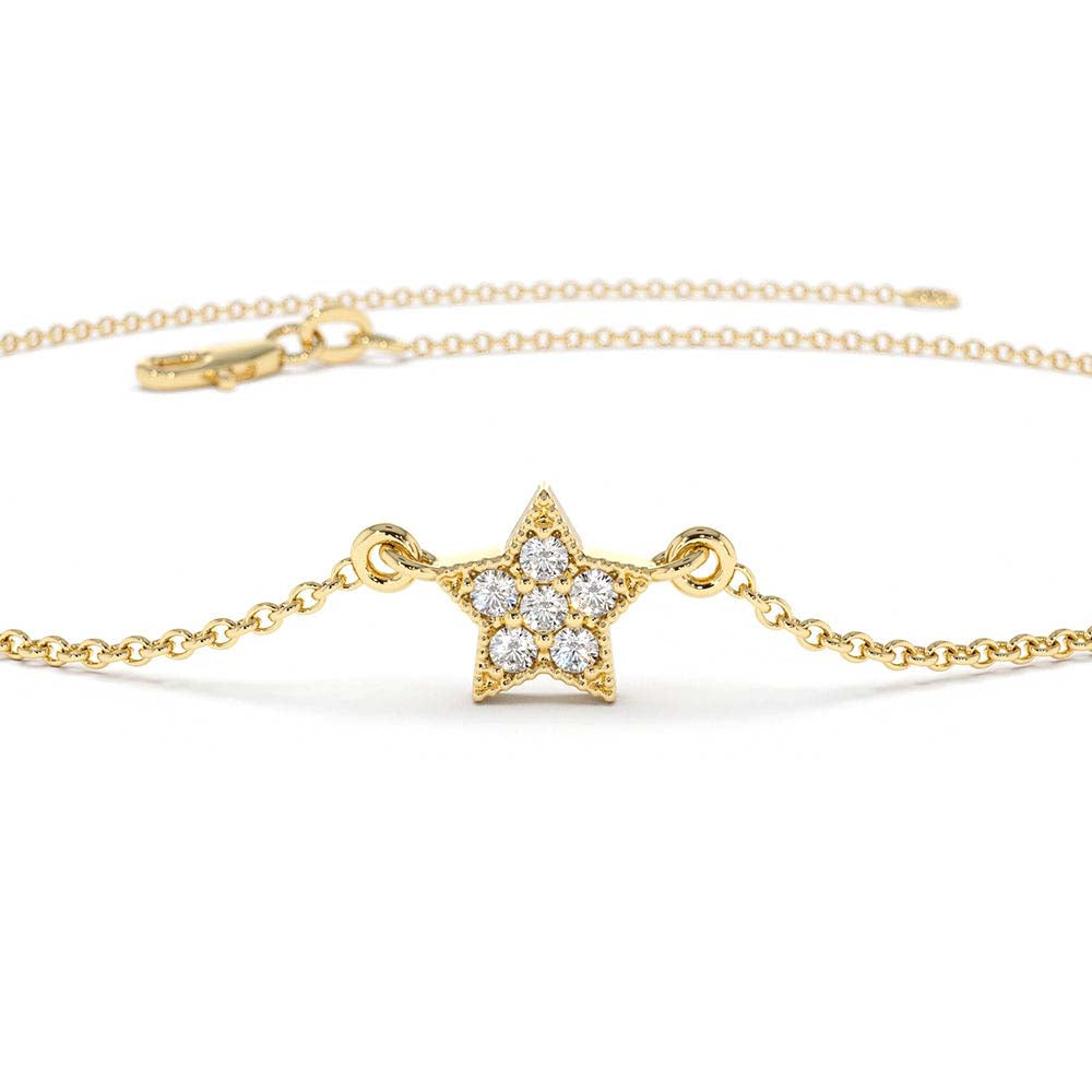 Diamond Star Charm Bracelet in 14K Gold — view 3