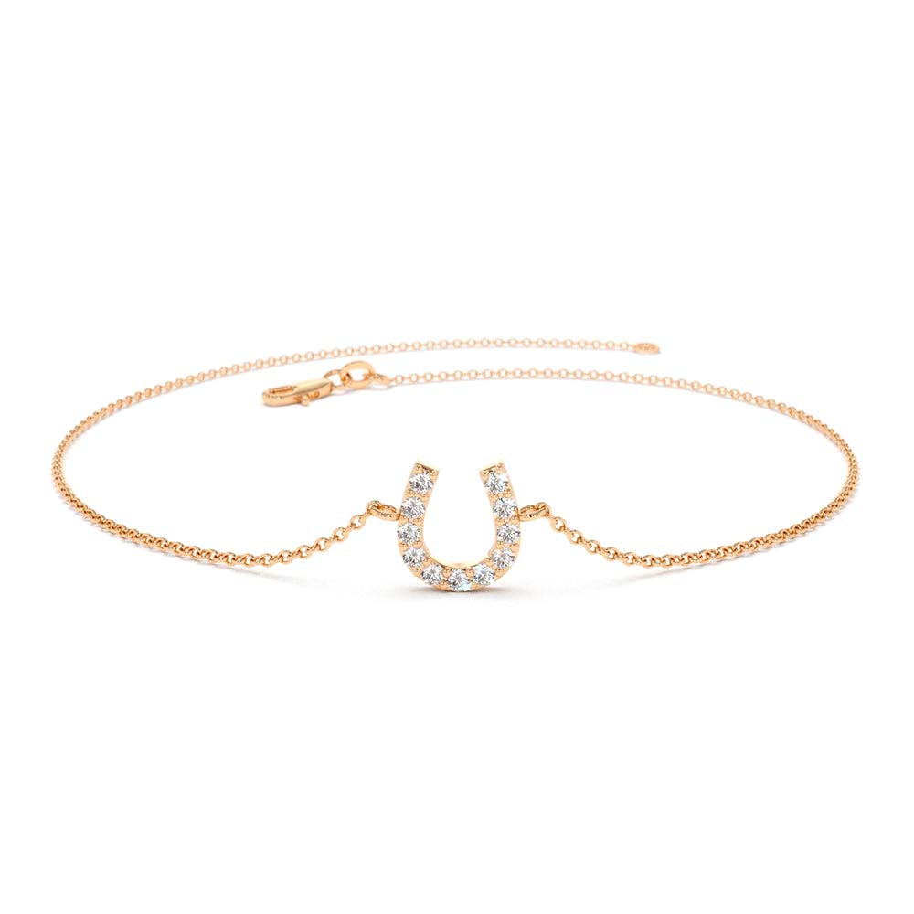 Mini Diamond Horseshoe Bracelet in 14K Gold — view 5