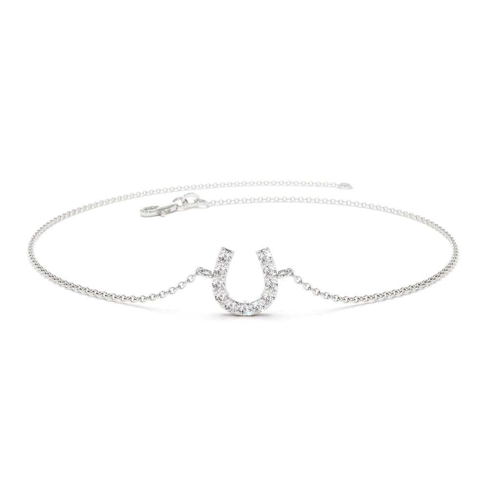 Mini Diamond Horseshoe Bracelet in 14K Gold — view 4