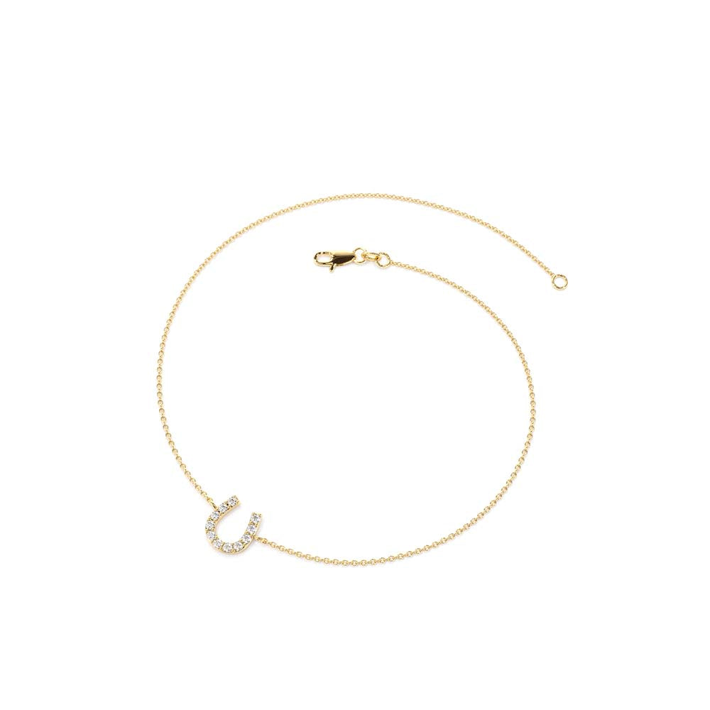 Mini Diamond Horseshoe Bracelet in 14K Gold — view 2