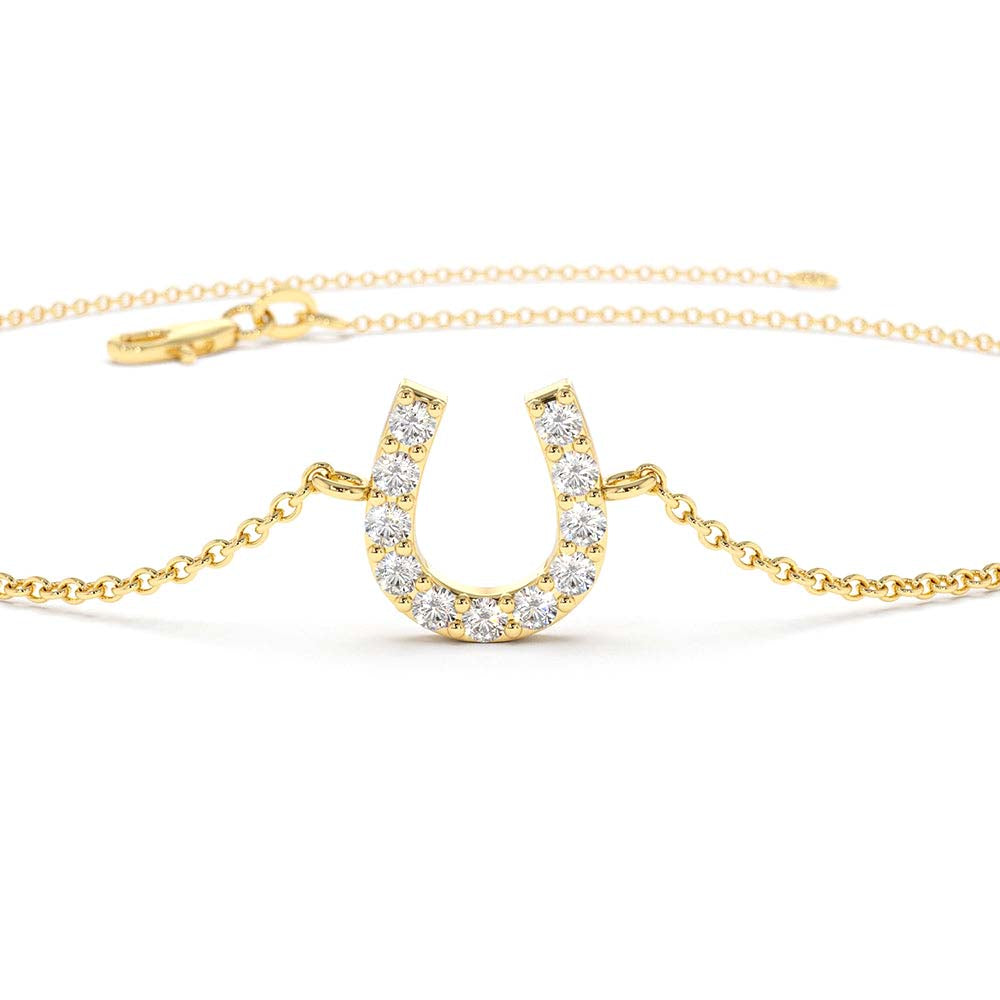 Mini Diamond Horseshoe Bracelet in 14K Gold — view 3
