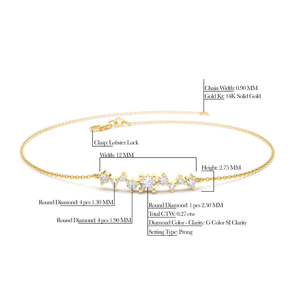 Multi Diamond Cluster Bracelet in 14K Gold — view 6