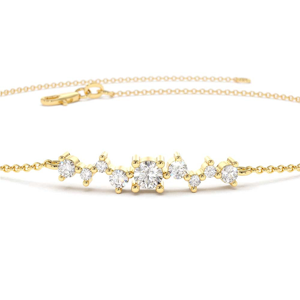 Multi Diamond Cluster Bracelet in 14K Gold — view 3