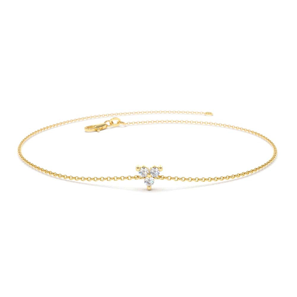 Three Diamond Floating Bracelet in 14K Gold — view 1