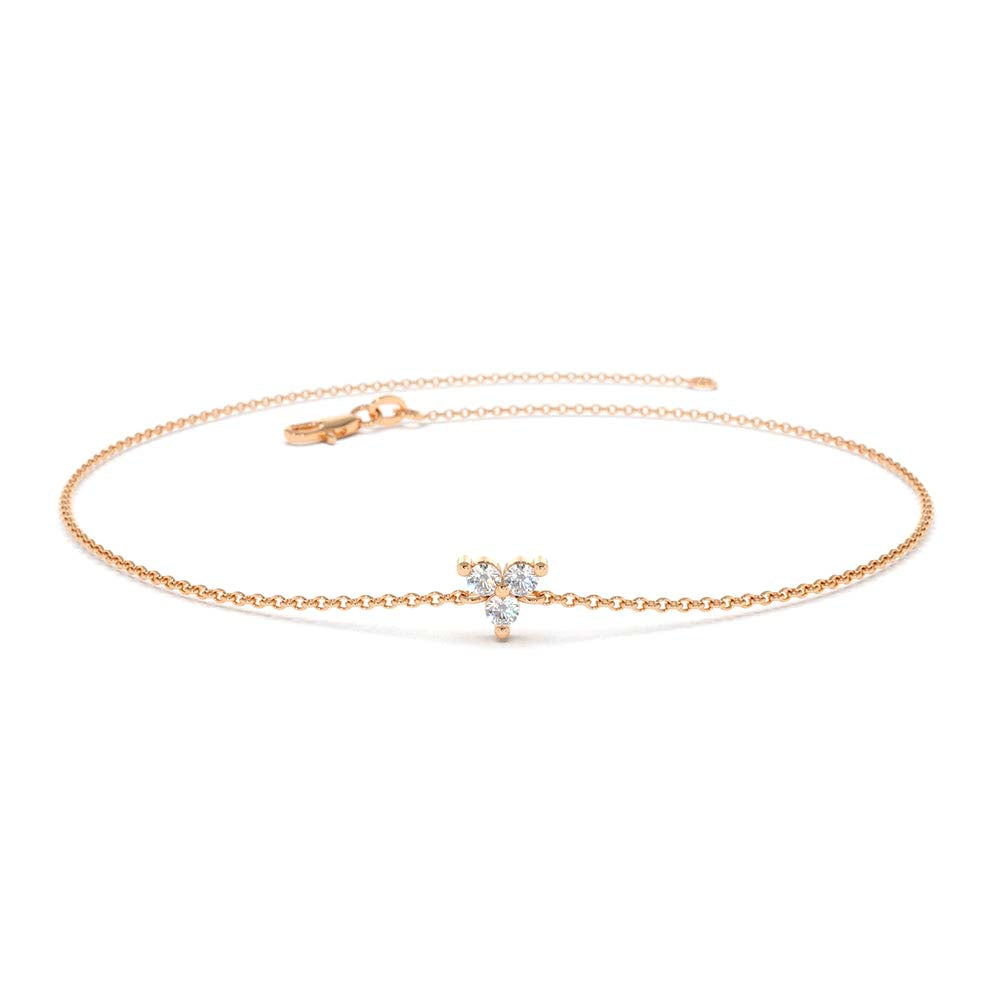 Three Diamond Floating Bracelet in 14K Gold — view 5