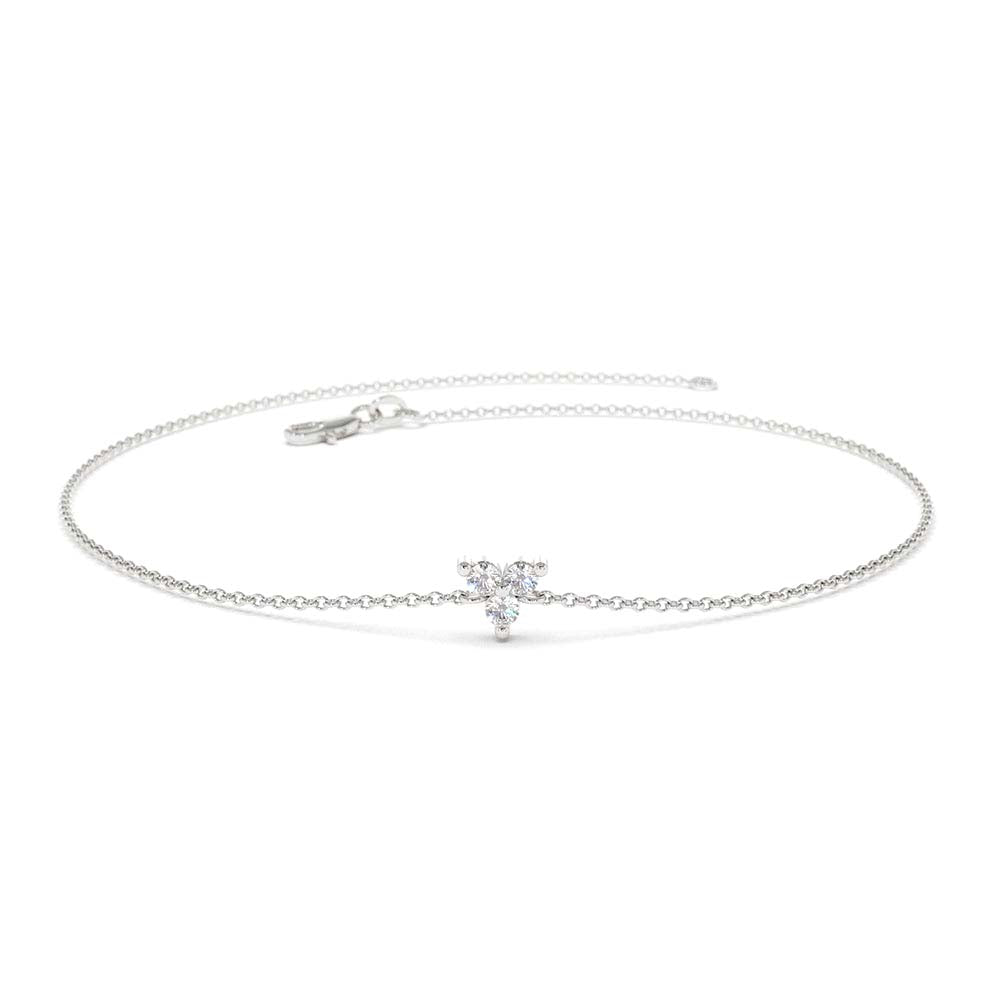 Three Diamond Floating Bracelet in 14K Gold — view 4