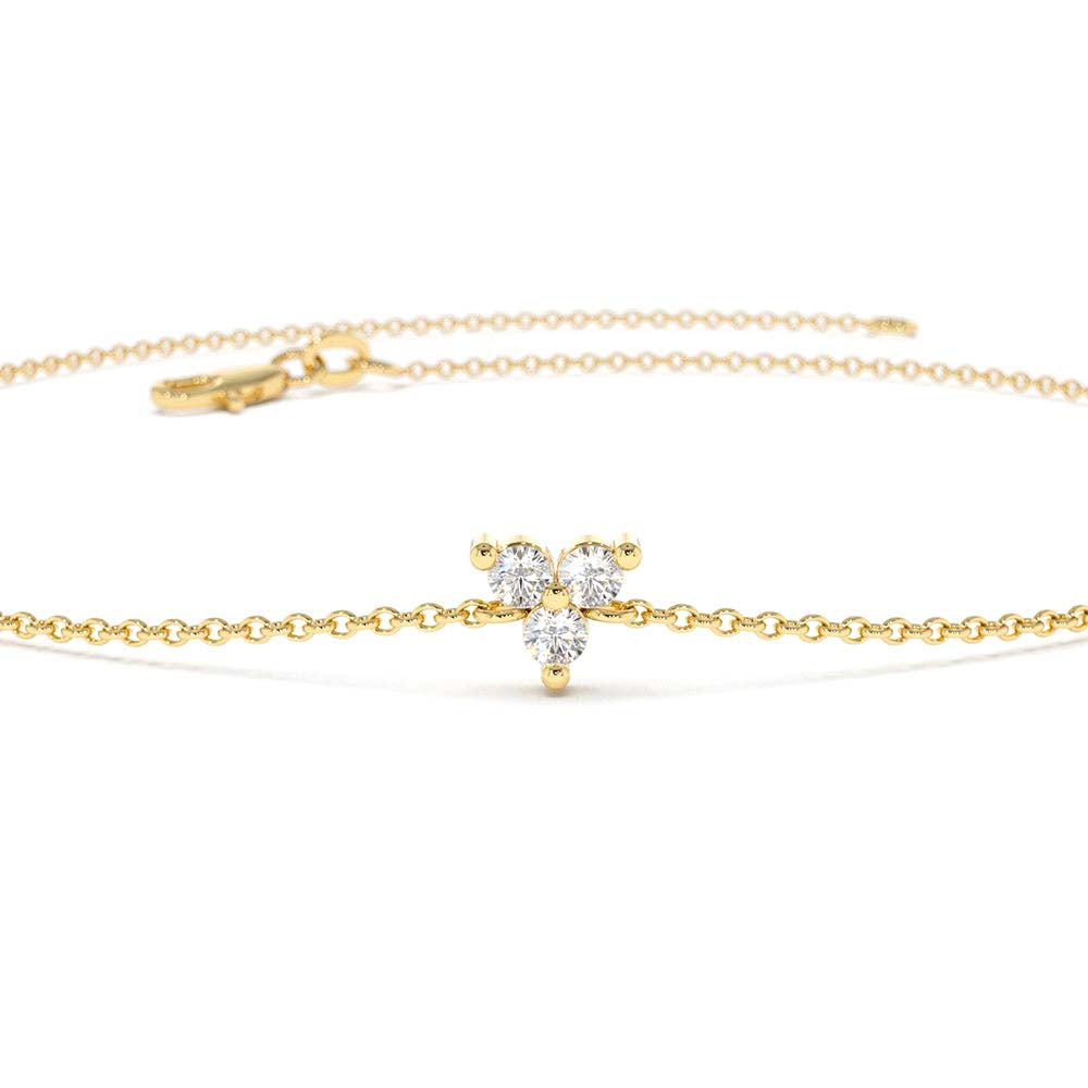 Three Diamond Floating Bracelet in 14K Gold — view 3