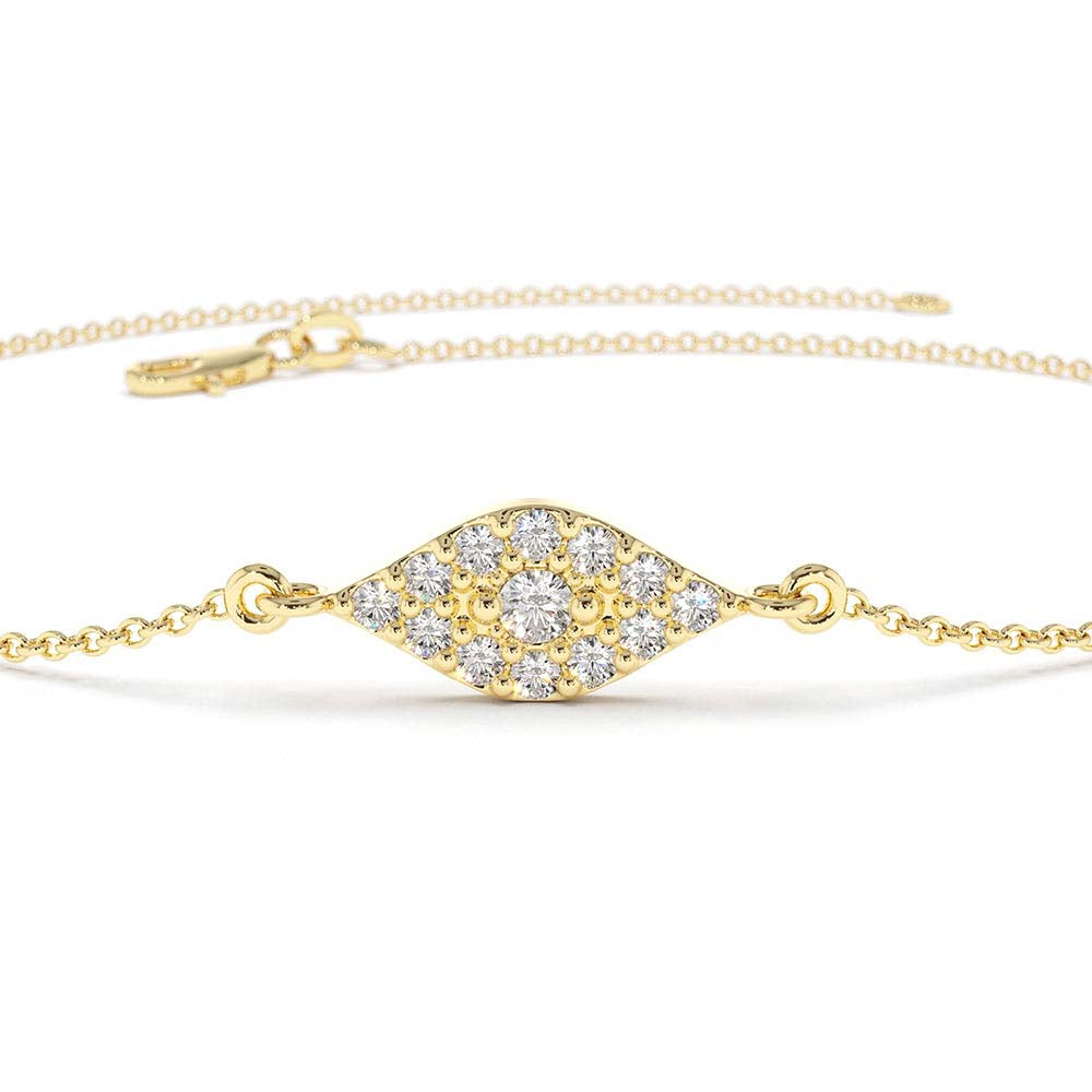 All Diamond Evil Eye Bracelet in 14K Gold — view 3