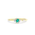 Slanted Marquise Emerald and Diamond Ring in 14K Gold — view 1