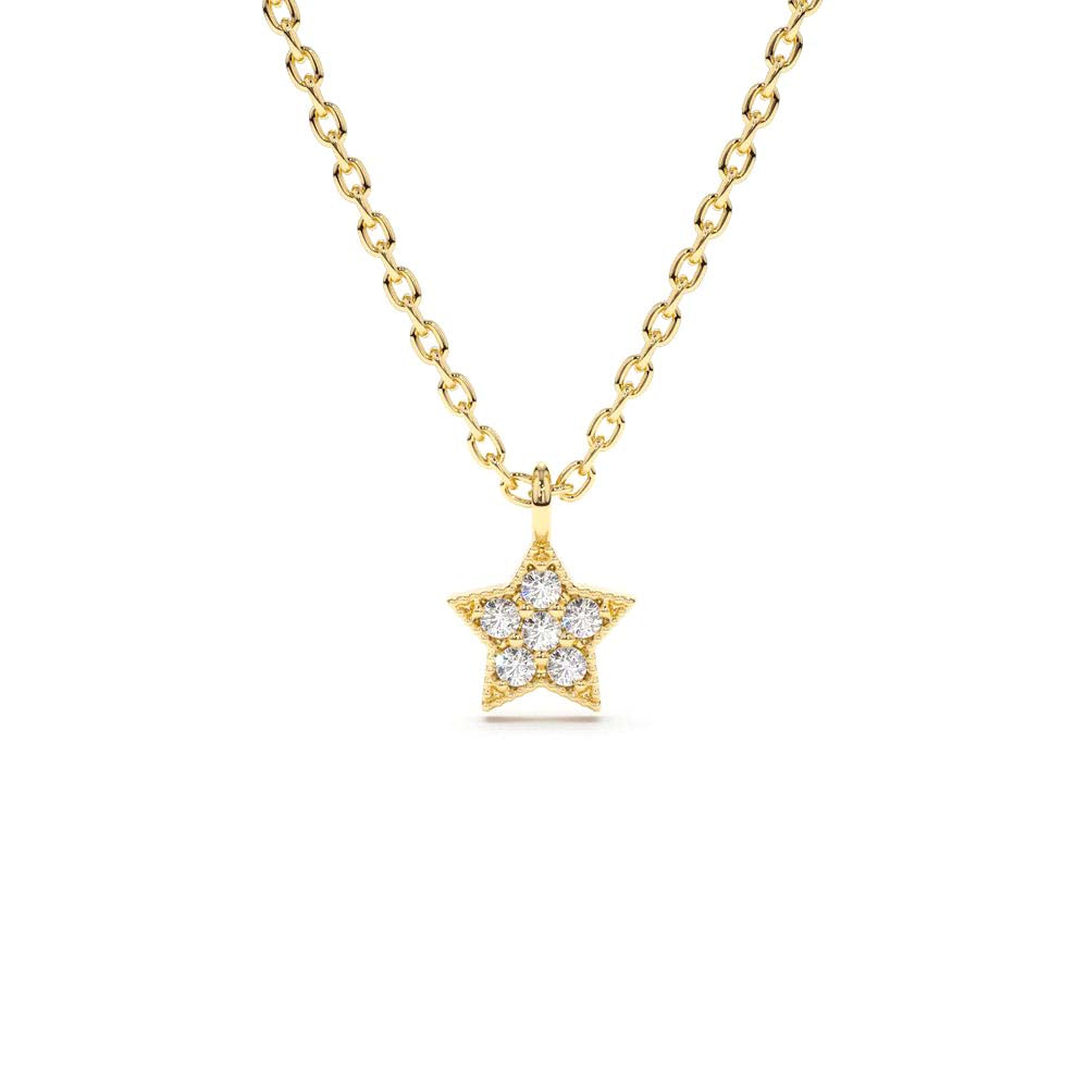 Diamond Star Charm Necklace in 14K Gold — view 1
