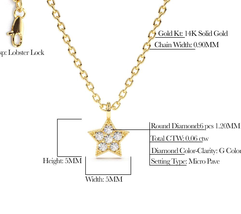 Diamond Star Charm Necklace in 14K Gold — view 5