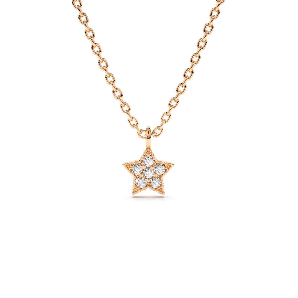Diamond Star Charm Necklace in 14K Gold — view 4