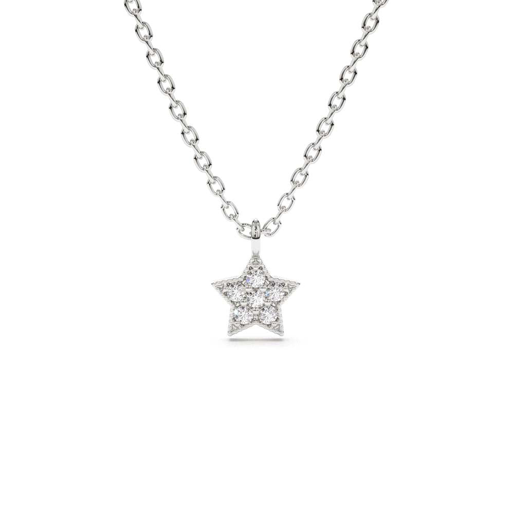Diamond Star Charm Necklace in 14K Gold — view 3