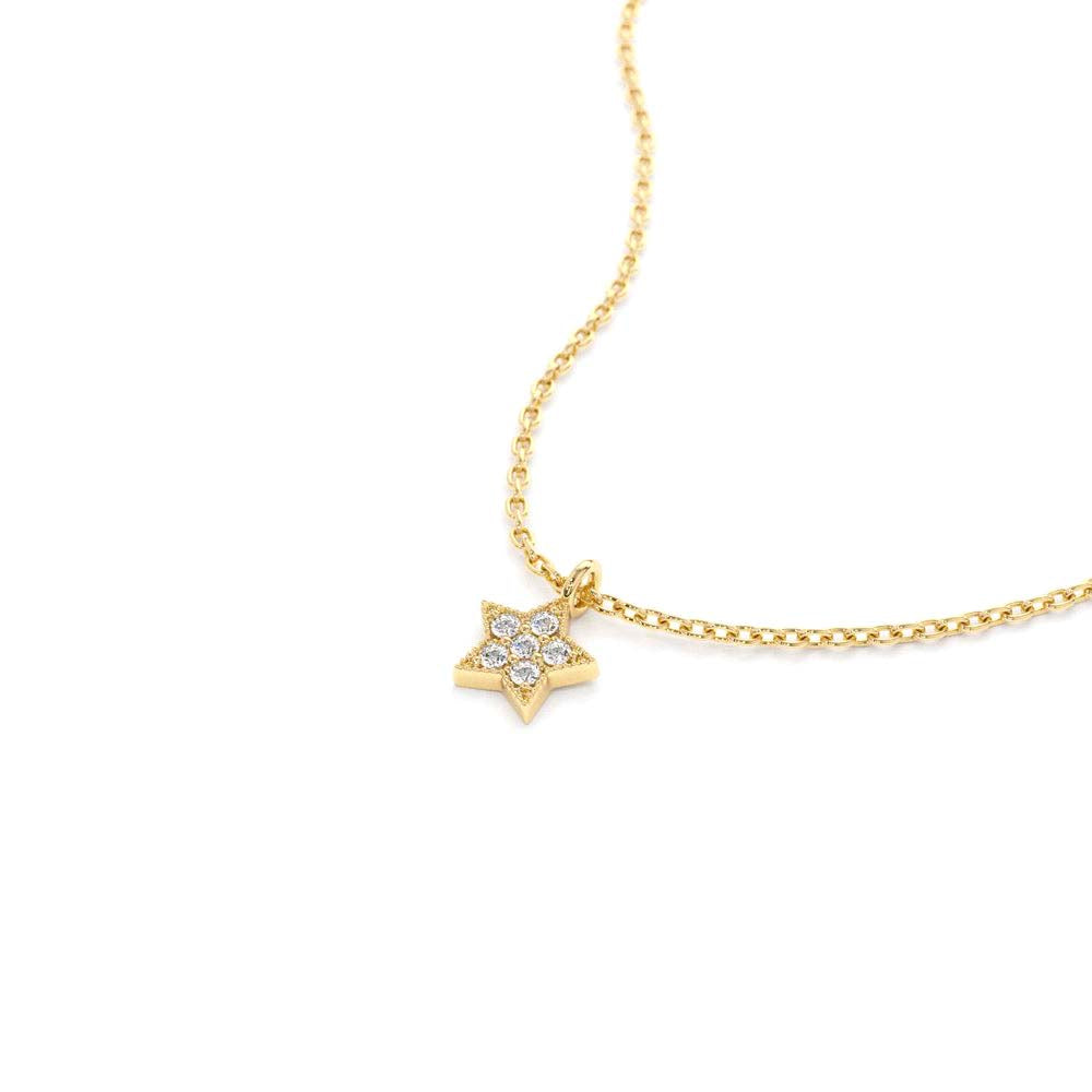 Diamond Star Charm Necklace in 14K Gold — view 2