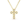 6 Stone Bezel Setting Diamond Cross Necklace in 14K Gold — view 1