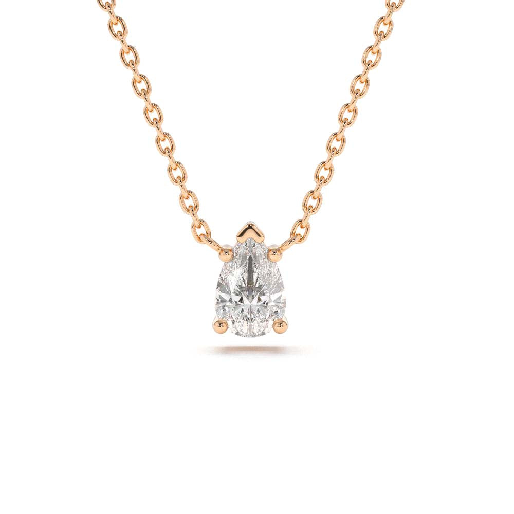 Pear Shape Diamond Solitaire Necklace in 14K Gold — view 4