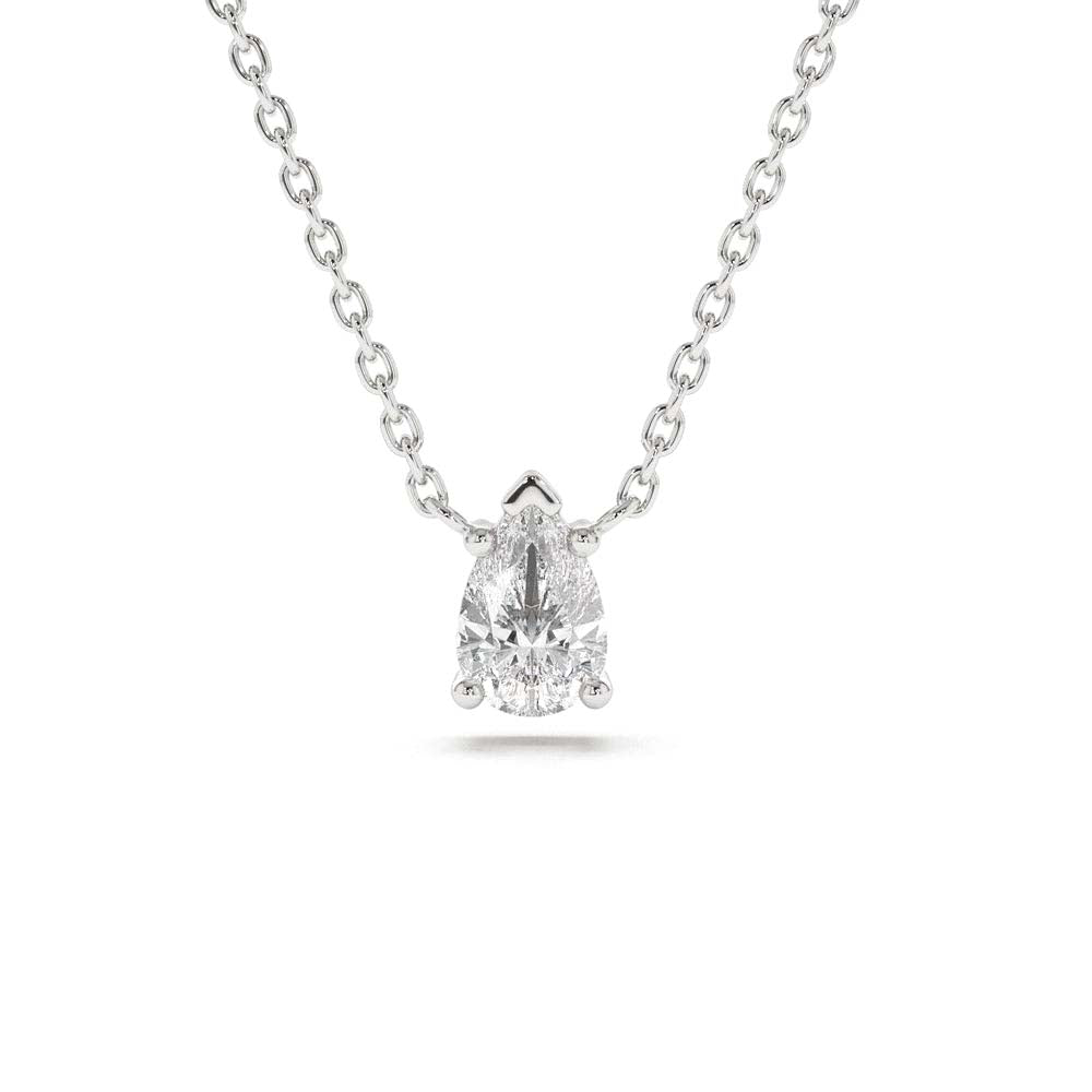Pear Shape Diamond Solitaire Necklace in 14K Gold — view 3