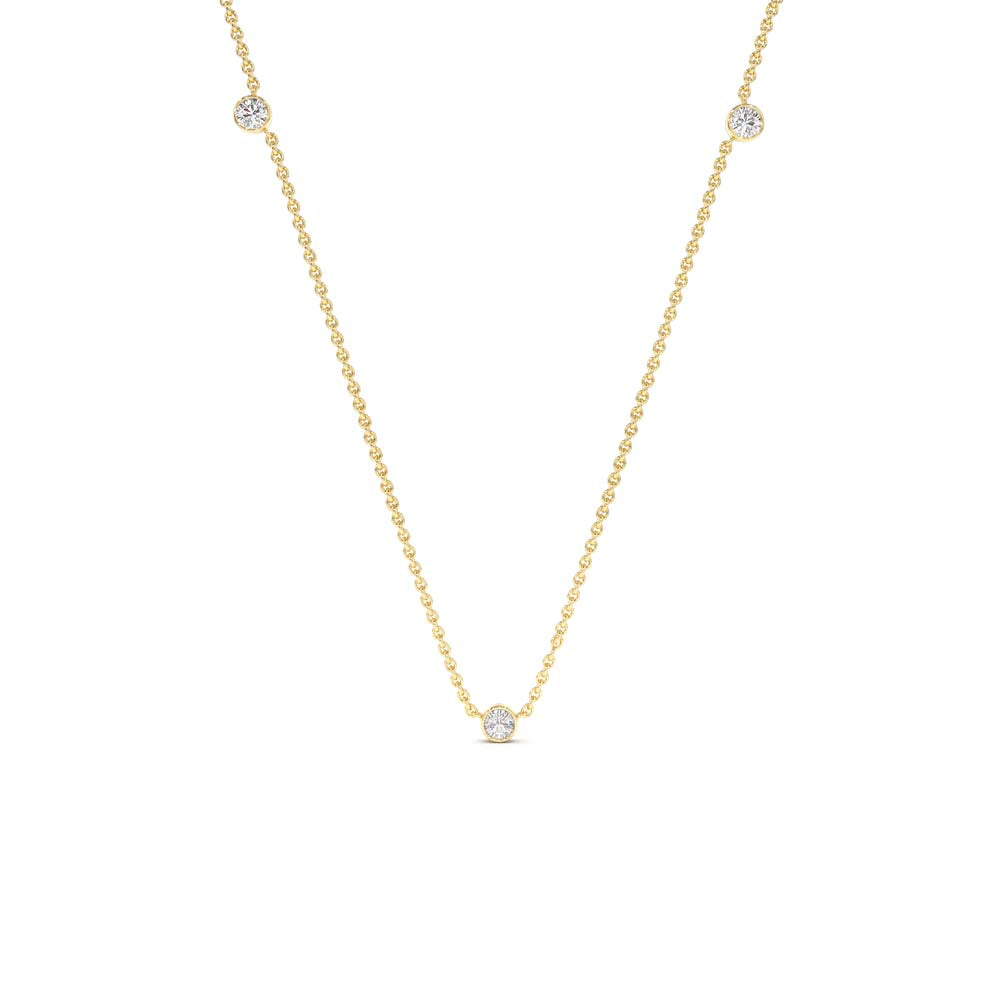Bezel Setting Diamond by the Yard Necklace in 14K Gold — view 1