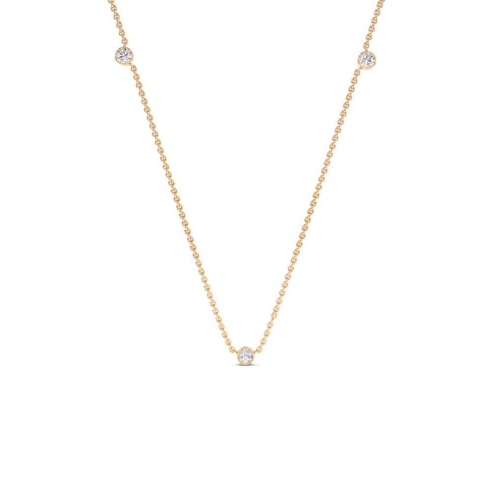 Bezel Setting Diamond by the Yard Necklace in 14K Gold — view 4