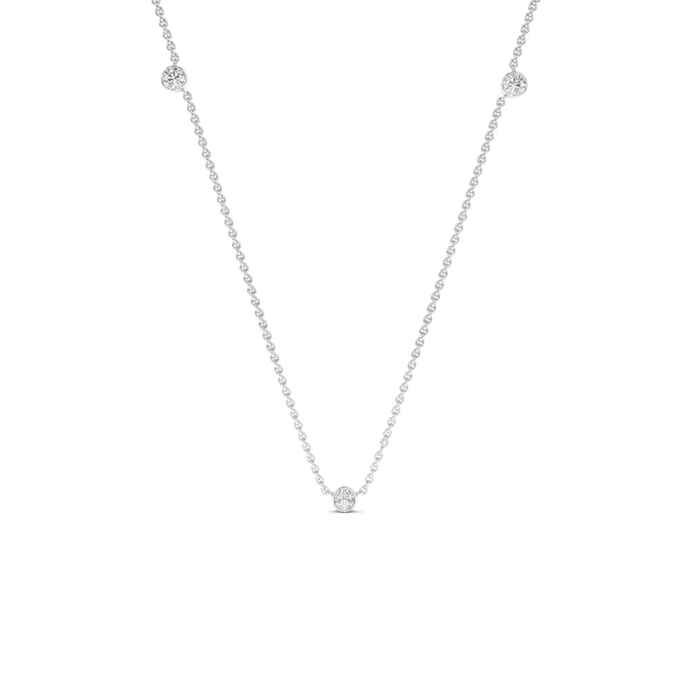Bezel Setting Diamond by the Yard Necklace in 14K Gold — view 3