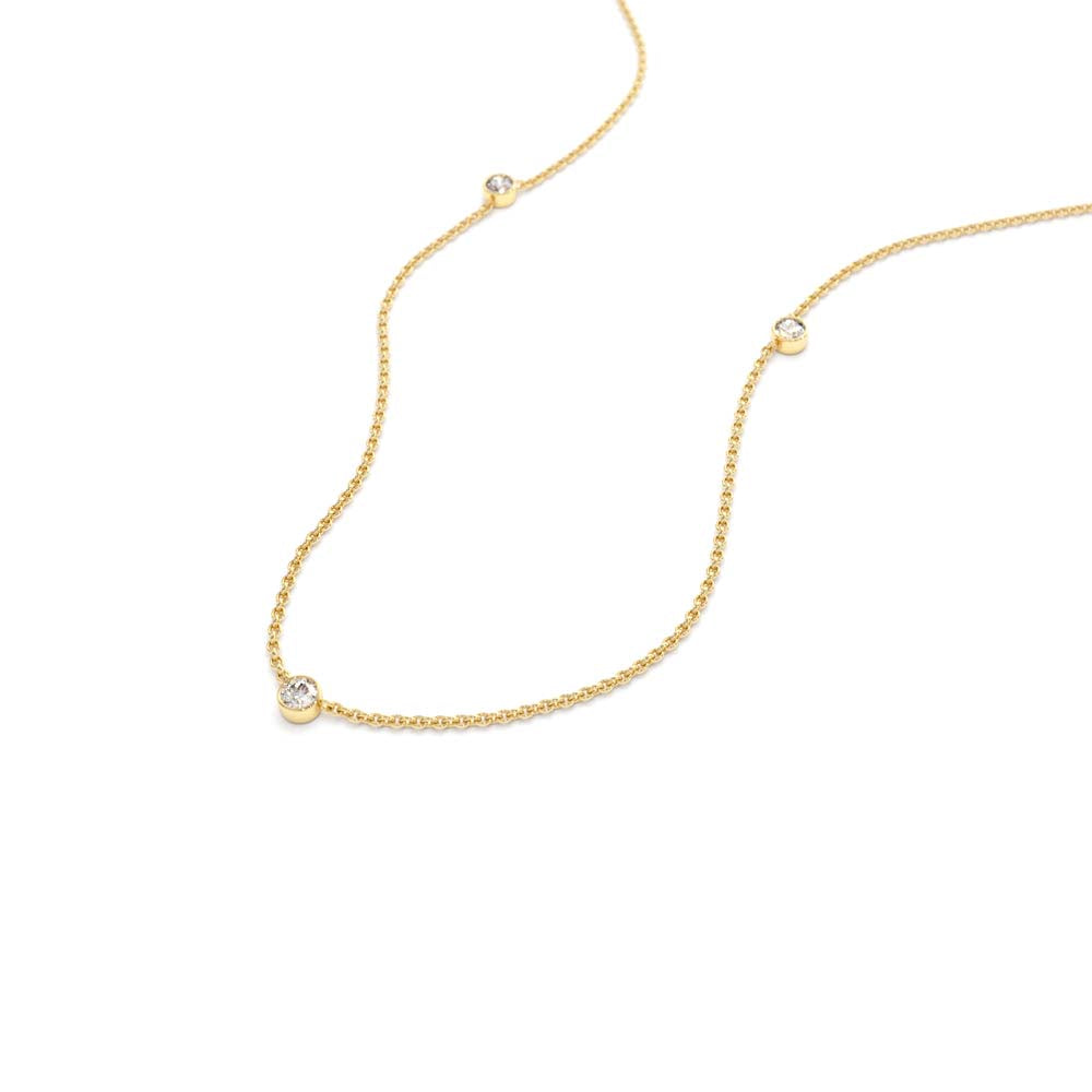 Bezel Setting Diamond by the Yard Necklace in 14K Gold — view 2