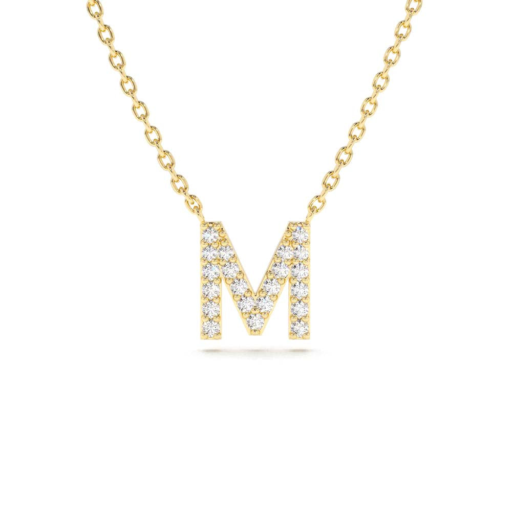 Diamond Initial Necklace in 14K Gold — view 1