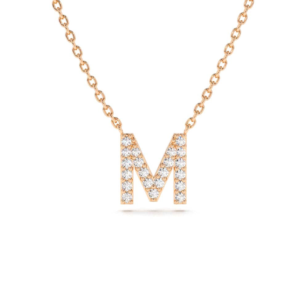 Diamond Initial Necklace in 14K Gold — view 4