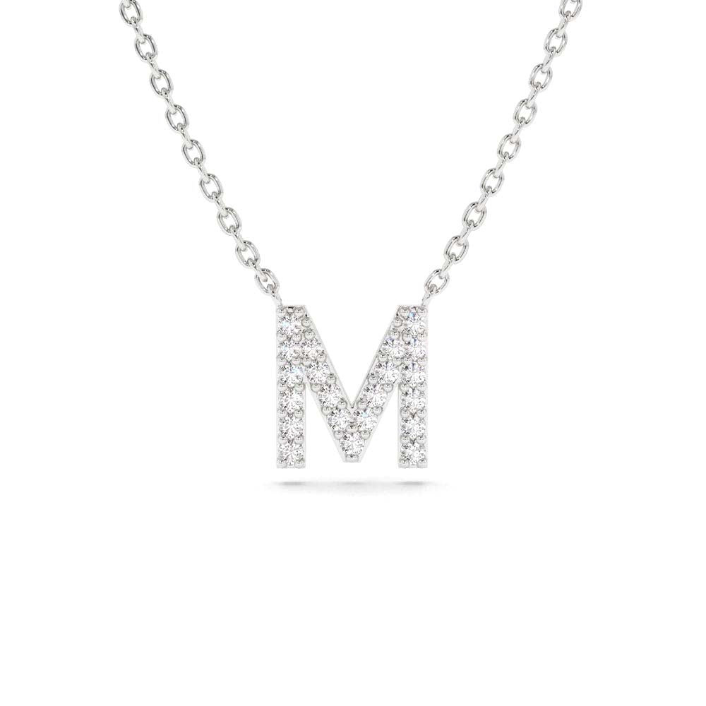 Diamond Initial Necklace in 14K Gold — view 3