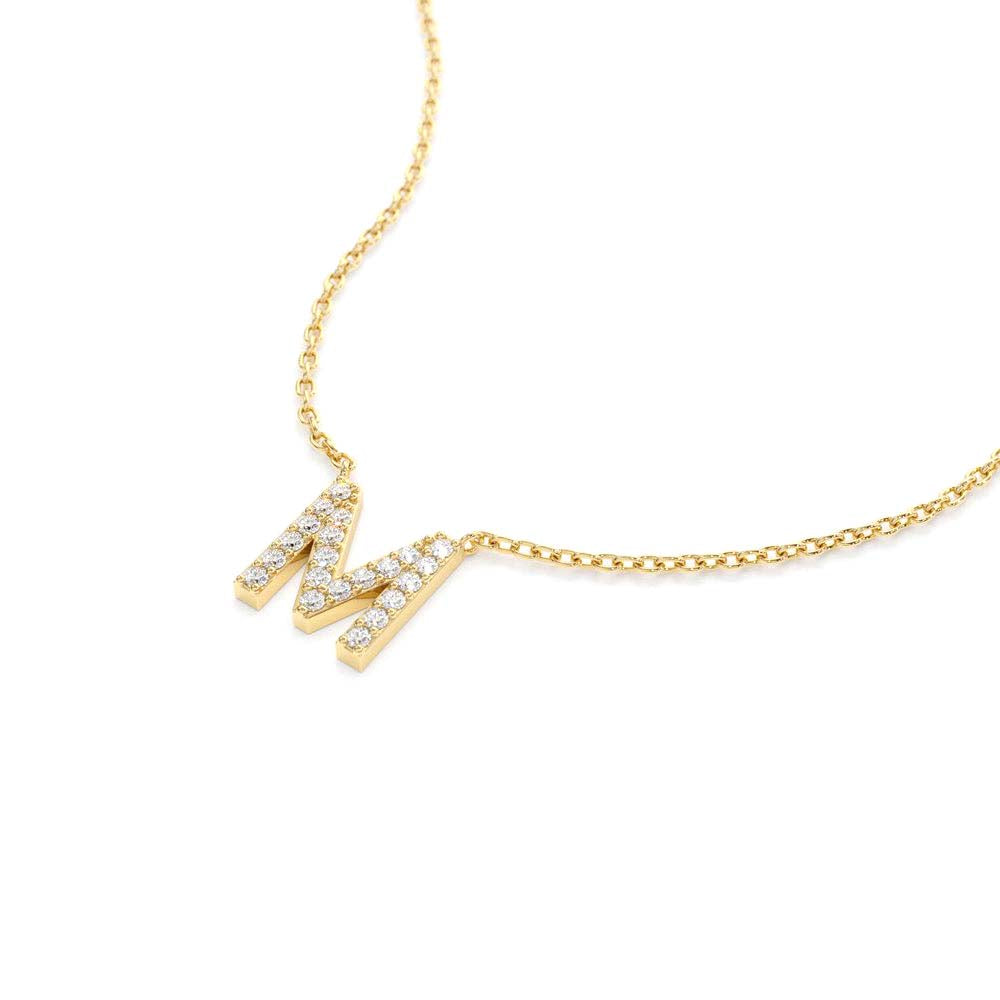Diamond Initial Necklace in 14K Gold — view 2