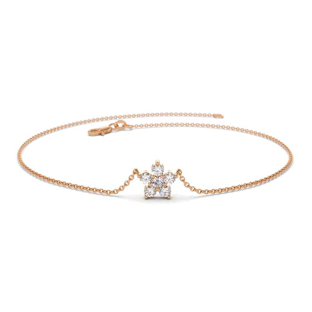 Diamond Flower Charm Bracelet in 14K Gold — view 5