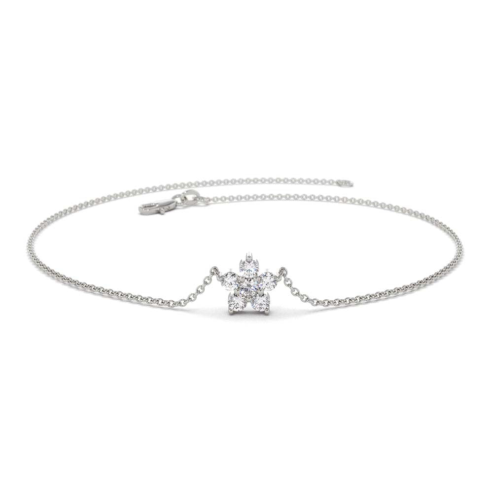 Diamond Flower Charm Bracelet in 14K Gold — view 4