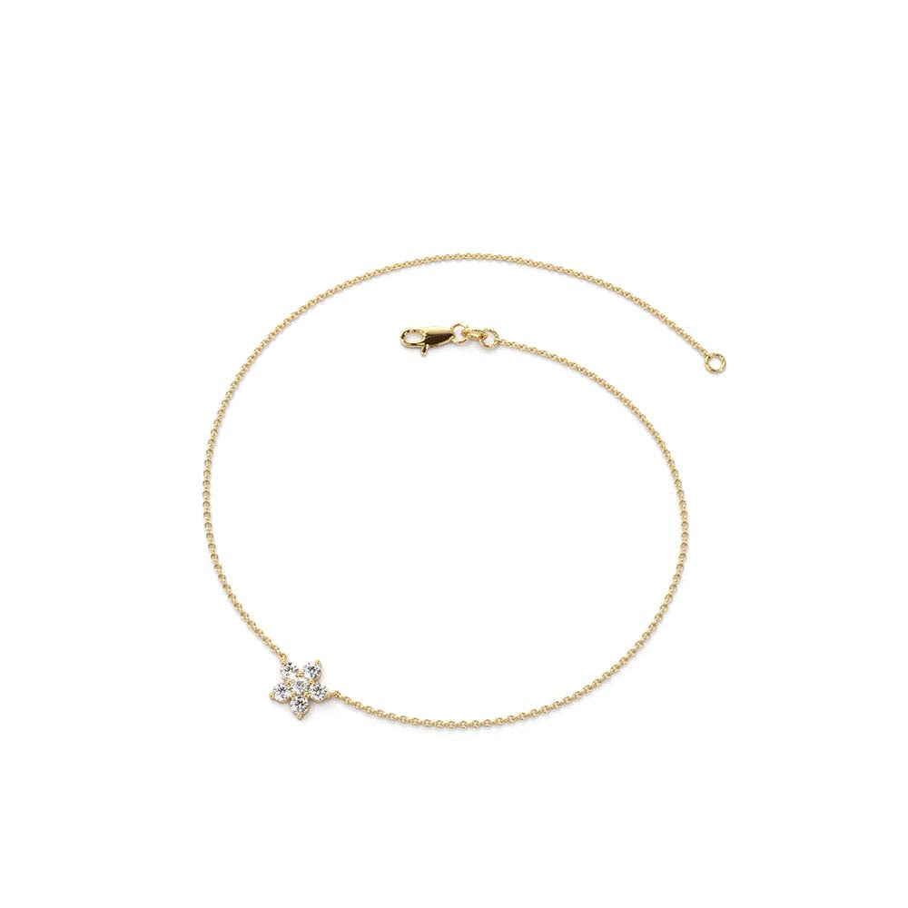 Diamond Flower Charm Bracelet in 14K Gold — view 2