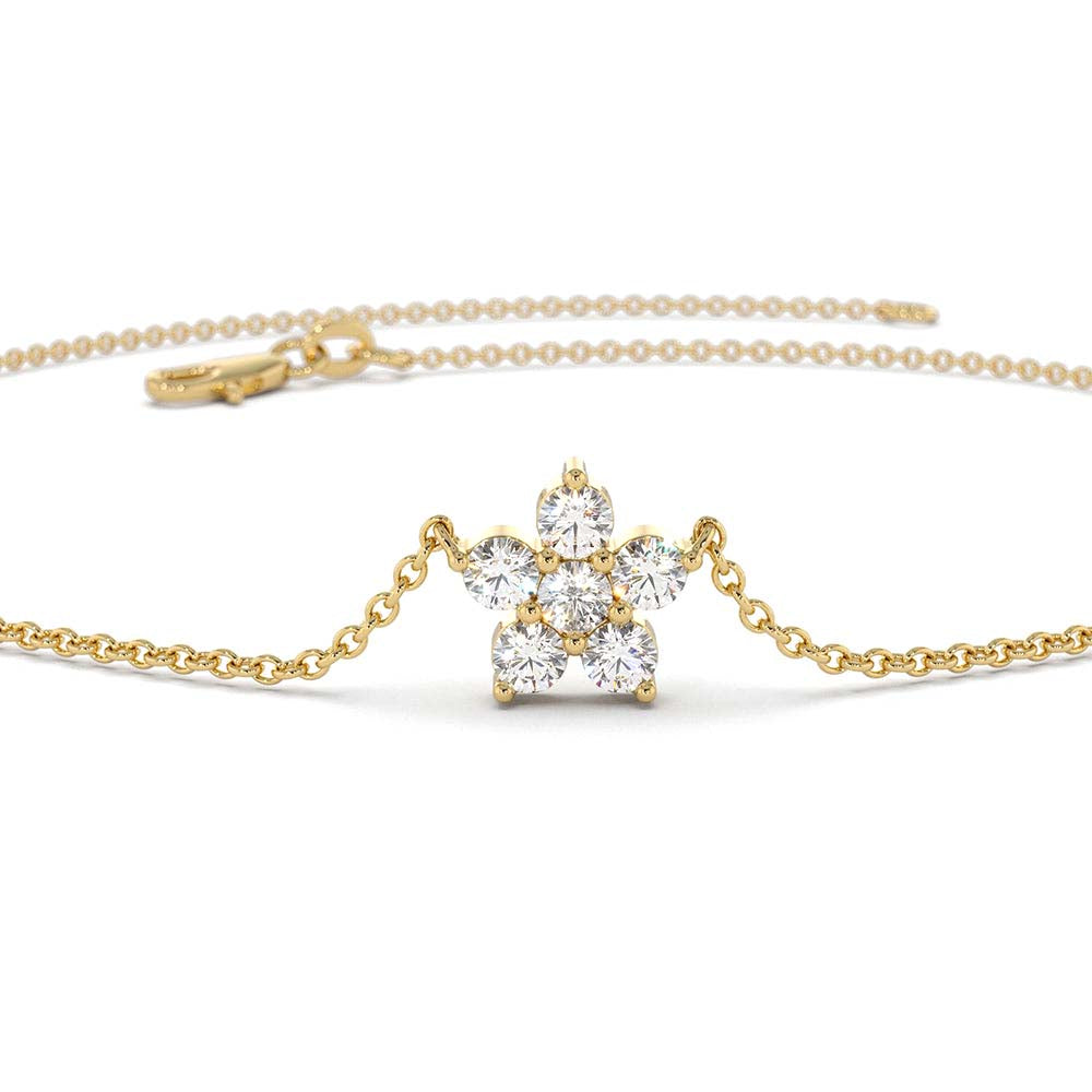 Diamond Flower Charm Bracelet in 14K Gold — view 3