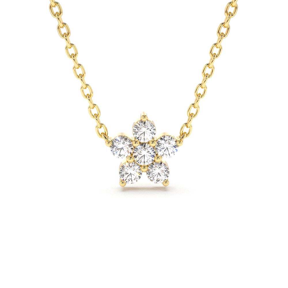 Flower Charm Diamond Necklace in 14K Gold — view 1