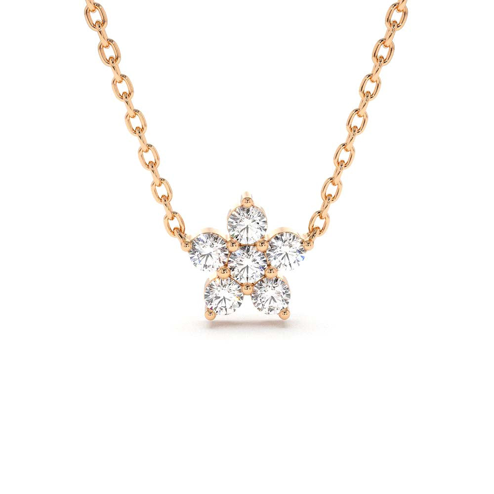 Flower Charm Diamond Necklace in 14K Gold — view 4