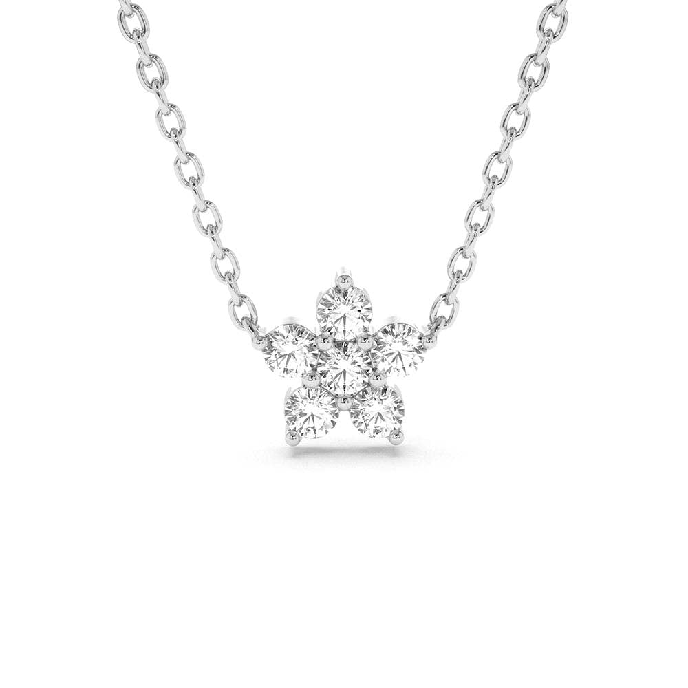 Flower Charm Diamond Necklace in 14K Gold — view 3