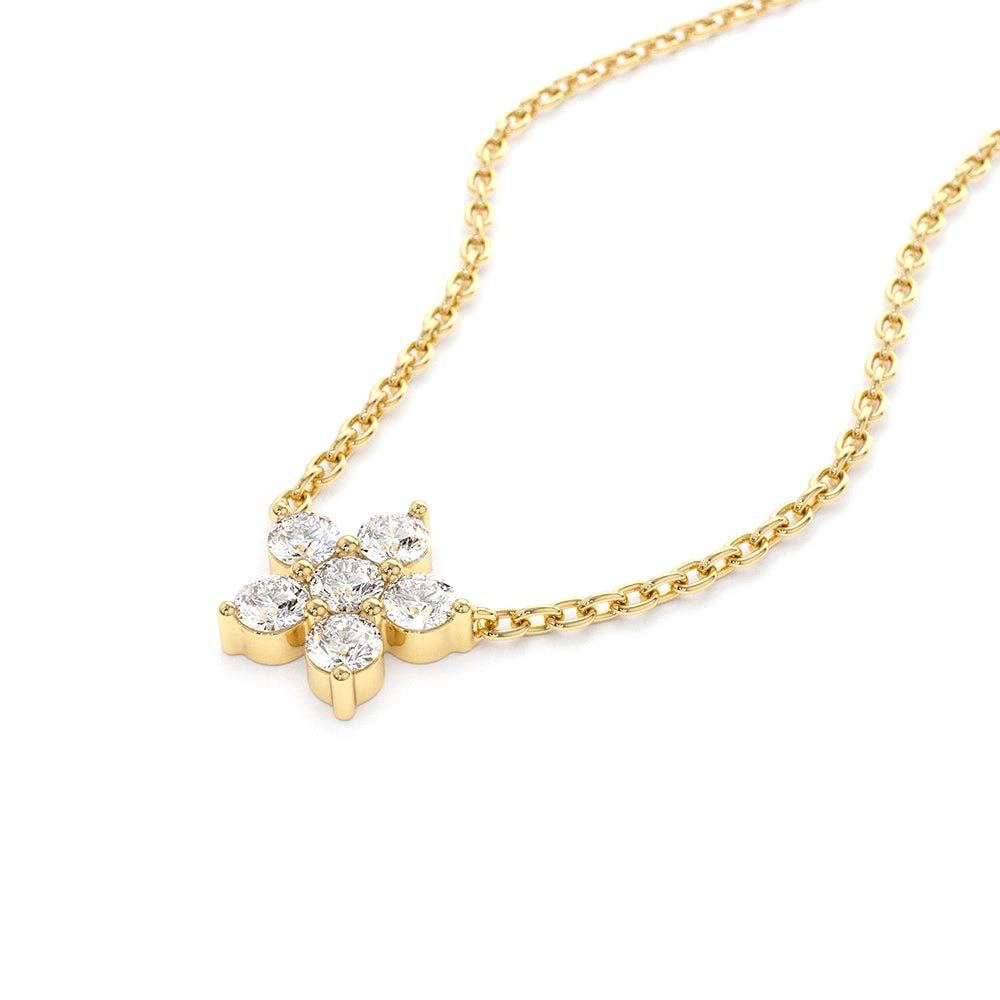 Flower Charm Diamond Necklace in 14K Gold — view 2