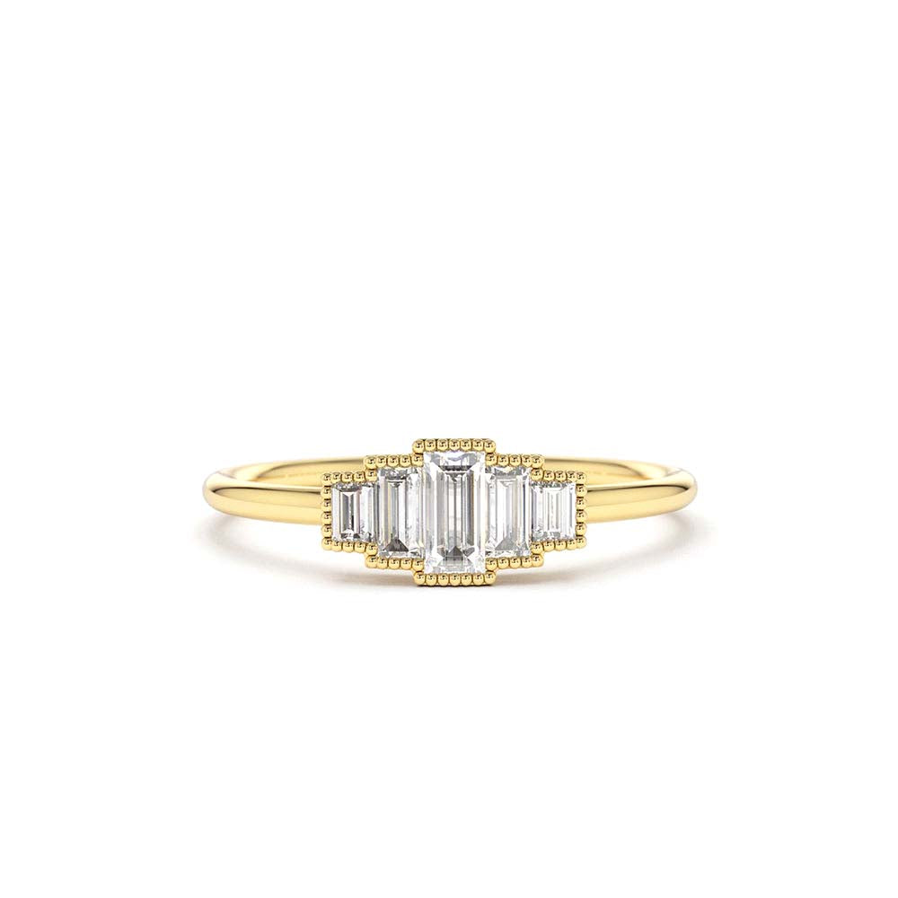 Step Cut Baguette Diamond Ring in 14K Gold — view 1