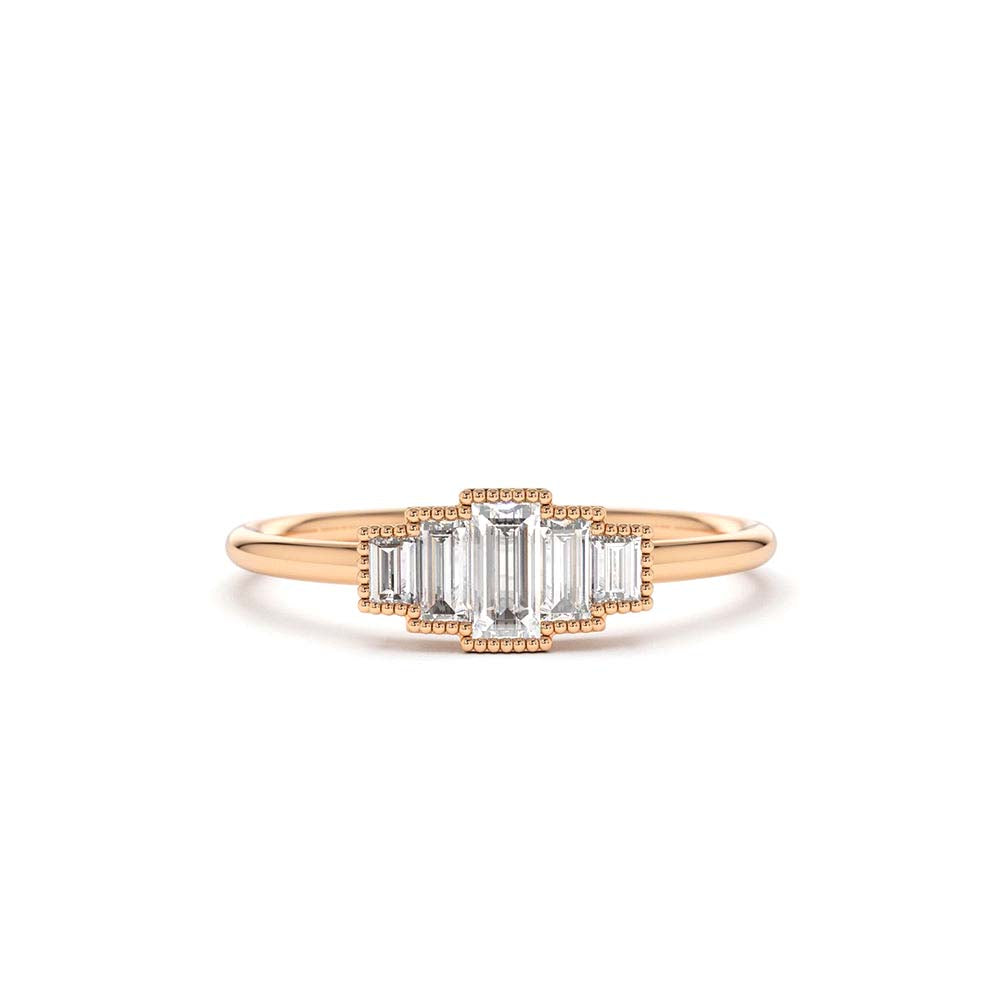 Step Cut Baguette Diamond Ring in 14K Gold — view 5
