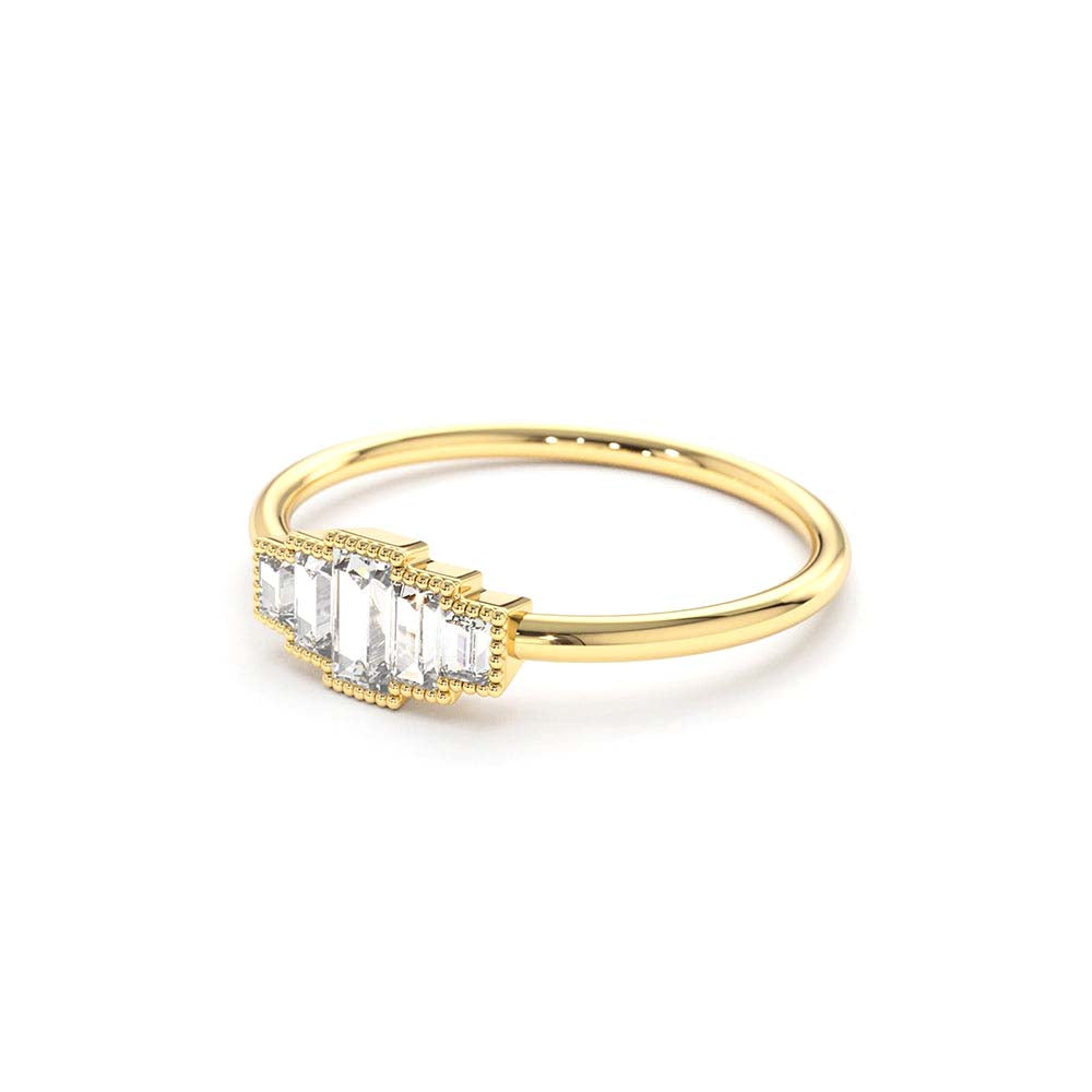 Step Cut Baguette Diamond Ring in 14K Gold — view 3